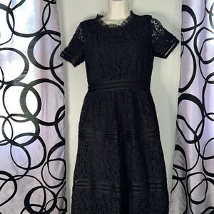 Ellassay size small black 50s style lace embroidered little black dress